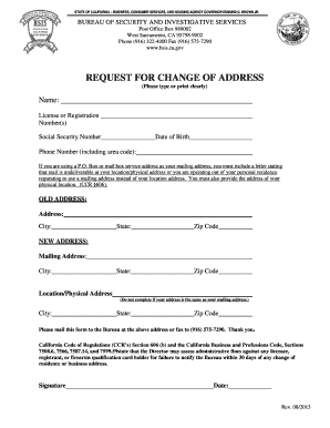 California Change of Address Request