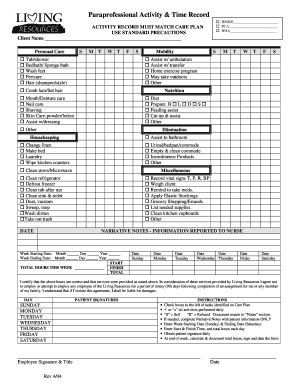 Paraprofessional Activity and Time Record