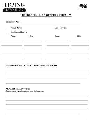 Residential Plan of Service Review