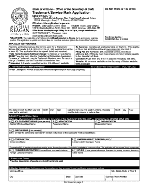 Arizona Trademark/Service Mark Application