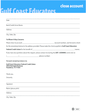Bank Account Closure Request