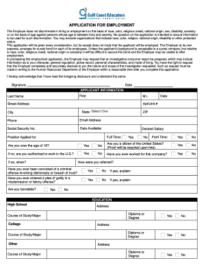 Authorization for Release of Information for Employment Purposes