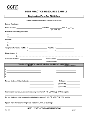 Child Care Registration Form
