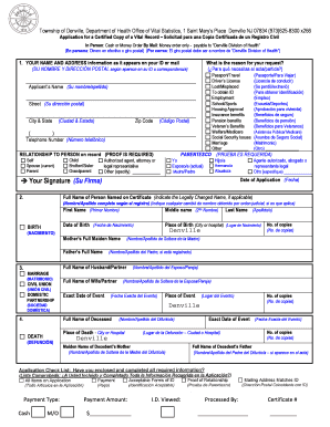 Vital Record Certified Copy Application