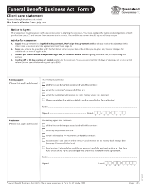 Funeral Benefit Business Act Client Care Statement