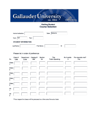 Academic Advising Course Selection Form