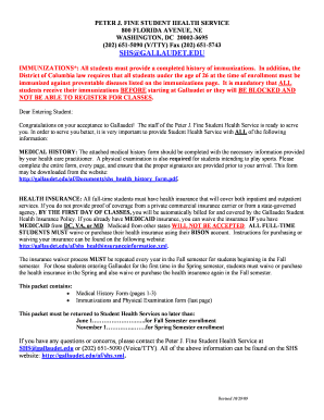 Gallaudet University Student Health Forms