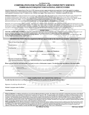 AmeriCorps Loan Forbearance Request Form