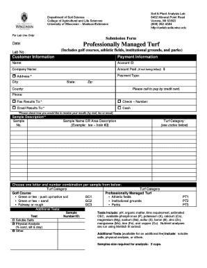 Soil and Plant Analysis Lab Submission Form