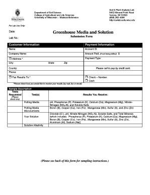 Soil and Plant Analysis Lab Submission Form
