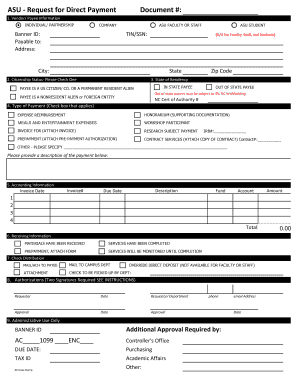 ASU Request for Direct Payment Form