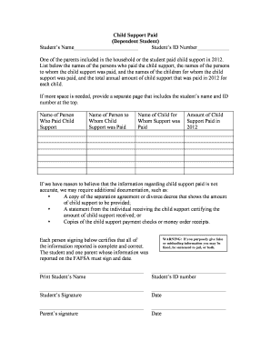 Child Support Paid Form
