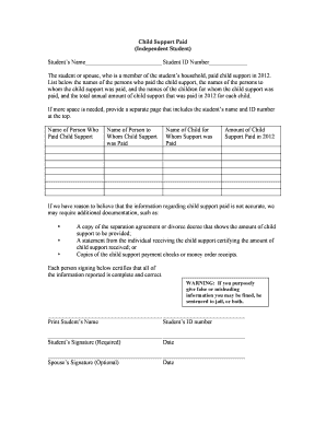 Child Support Paid Form