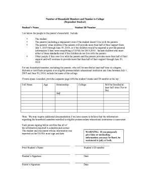 FAFSA Household Members Form