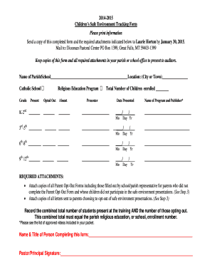 Children's Safe Environment Tracking Form