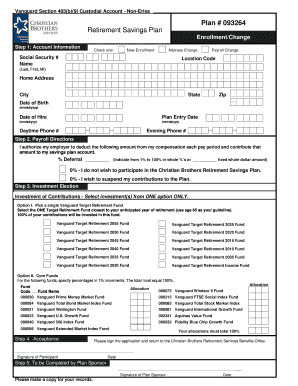 Vanguard 403(b)(9) Retirement Savings Plan Enrollment Form