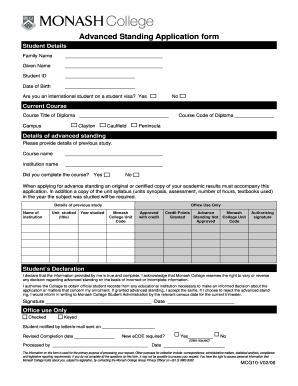 Advanced Standing Application Form