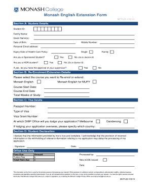 Monash English Extension Form