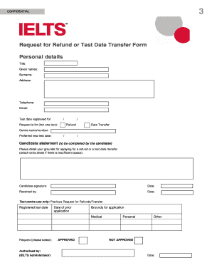 Request for Refund or Test Date Transfer Form