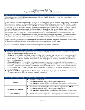 Dependent Eligibility and Enrollment Requirements