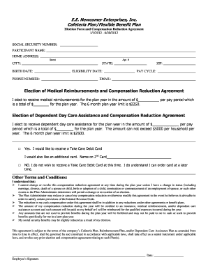 Cafeteria Plan Election Form