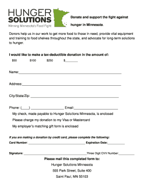Hunger Solutions Minnesota Donation Form