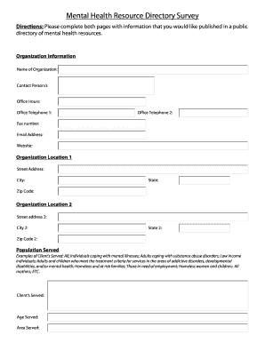 Mental Health Resource Directory Survey