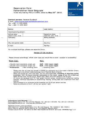 Falkensteiner Hotel Belgrade Reservation Form