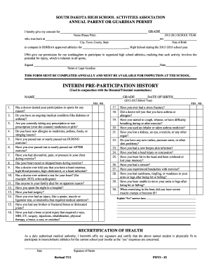 South Dakota High School Athletics Parent Consent Form