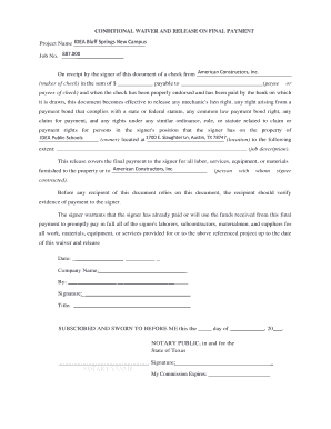 Conditional Waiver and Release on Final Payment