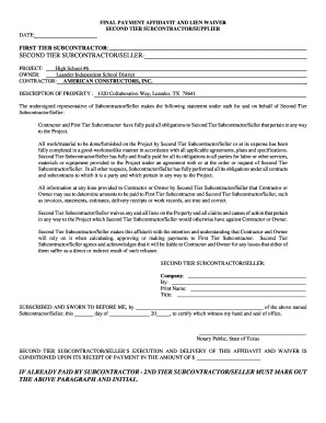 Final Payment Affidavit and Lien Waiver