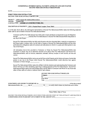Conditional Interim Payment Affidavit and Lien Waiver
