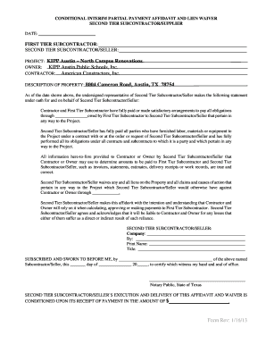 Conditional Interim Payment Affidavit and Lien Waiver