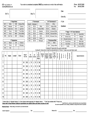 Royal Windows Order Form