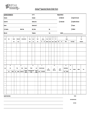 Chelsea Specialty Shutter Order Form