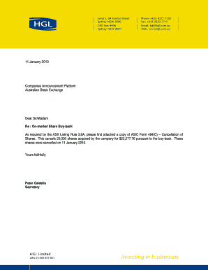 ASIC Form 484C - Cancellation of Shares