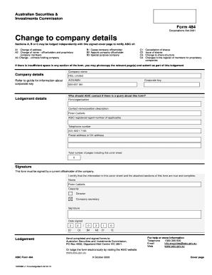 ASIC Form 484 - Change to Company Details