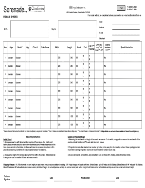 Roman Shades Order Form