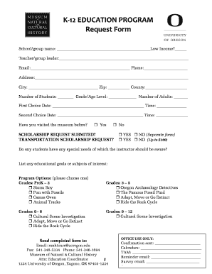 K-12 Education Program Request Form
