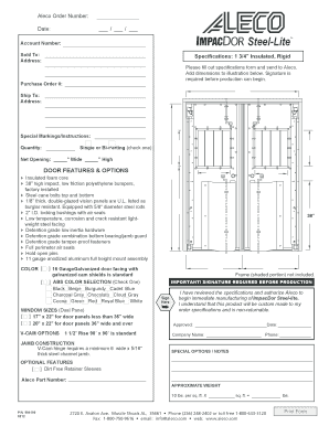 Aleco ImpacDor Steel-Lite Purchase Order Form