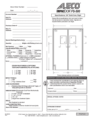 Aleco ImpacDor FS-500 Purchase Order Form