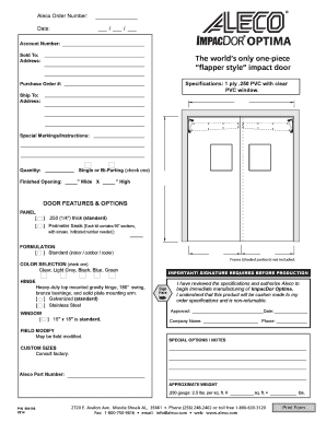 Aleco Impact Door Order Form