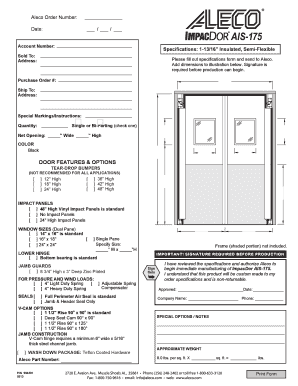 Aleco Door Specifications Form