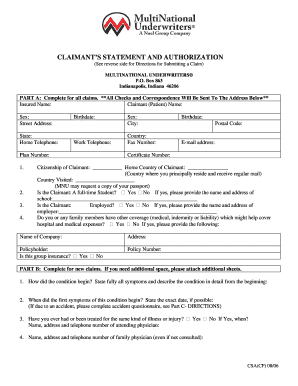 Claimant's Statement and Authorization