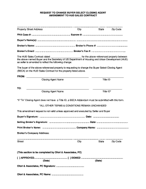 Request to Change Buyer Select Closing Agent