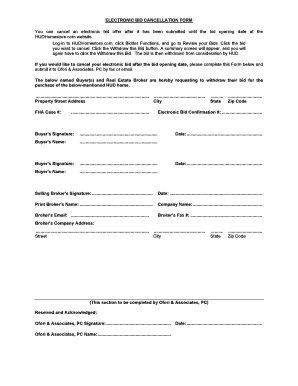 HUD Electronic Bid Cancellation Form
