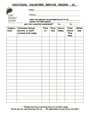 Individual Volunteer Service Record