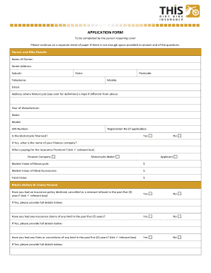Dirt Bike Insurance Application Form
