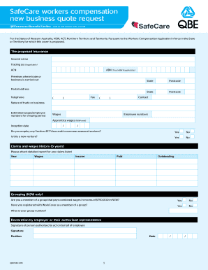 SafeCare Workers Compensation Quote Request