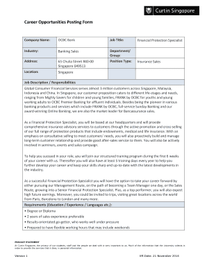 Financial Protection Specialist Job Application Form